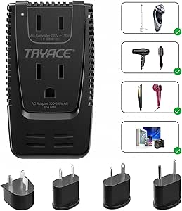 Upgrade TryAce 2000W Voltage Converter, Step Down 220V to 110V Converter for Hair Dryer Straightener Curling Iron, Suitable for Toothbrush Shaver, 10A Power Adapter for Laptop Phone, EU/UK/AU/US Plug