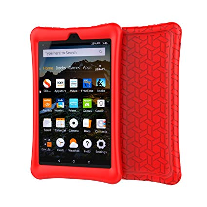BMOUO Case for All-New Amazon Fire HD 8 Tablet (7th and 8th Generation, 2017 and 2018 Release) - Light Weight Shock Proof Soft Silicone Back Cover for Fire HD 8, Red