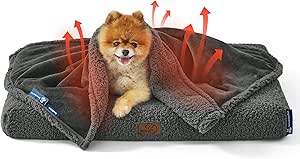 Bedsure Self Warming Blanket for Small Dogs - Small Cat Waterproof Blanket Washable for Couch Protection, Sherpa Fleece Puppy Blanket, Soft Plush Reversible Throw Furniture Protector, 25"X35", Grey