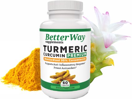 Organic Turmeric Curcumin Extract Capsules - Antioxidant Tumeric Supplements and Natural Anti Inflammatory Pills with Bioperine Piperine Black Pepper Extract - 95% Standardized Curcuminoids