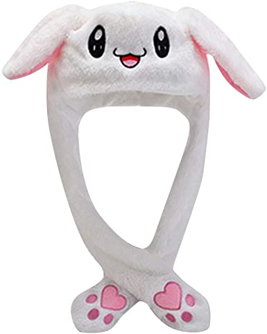 Bunny Hat with Moving Ears,Cute fashion embroidery cartoon plush hat