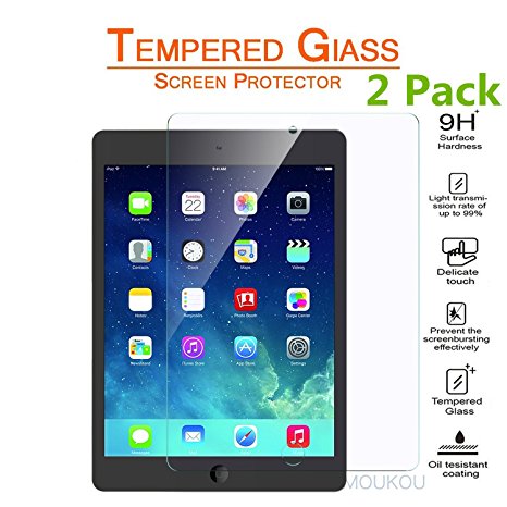 MouKou iPad 2 3 4 Screen Protector 2 Pack Tempered Glassn Screen Protectors for iPad2/3/4