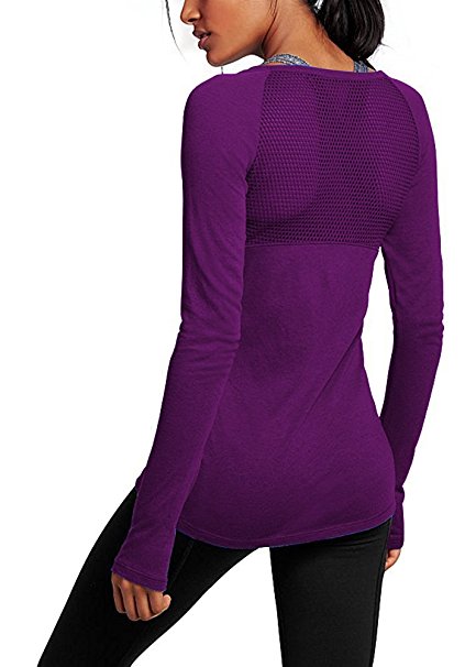 Ssyiz Women's Long Sleeve Stretchy Top Solid Color Fashion T Shirt