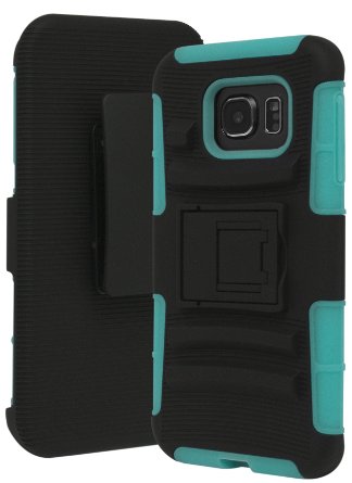 Galaxy S7 Edge Case Bastex Heavy Duty Hybrid Rubber Silicone Cover with Protective Kickstand Holster Belt Clip Case for Samsung Galaxy S7 Edge TealBlack