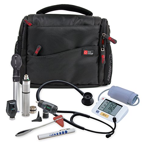 Practitioner Medical Kit Bag - Rugged Black & Orange Shoulder 'Sling' Carry Bag for Medical Supplies & Equipment - With Adjustable Interior Dividers (200 x 145 x 100 mm) by DURAGADGET