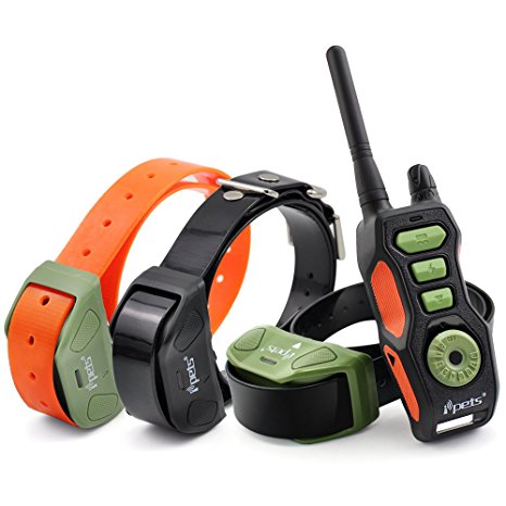iPets PET618 Dog Shock Collar 2600ft Remote Controlled Collar 100% Waterproof & Rechargeable Dog Training Collar with Beep Vibrating Electric Collar for Dogs