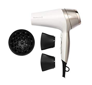 Remington Thermacare Pro Hair Dryer with Two Concentrators and Diffuser, Three Heat and Two Speeds with Cool Shot, 2.5 Metre Power Cable, 2400 W, White, D5720