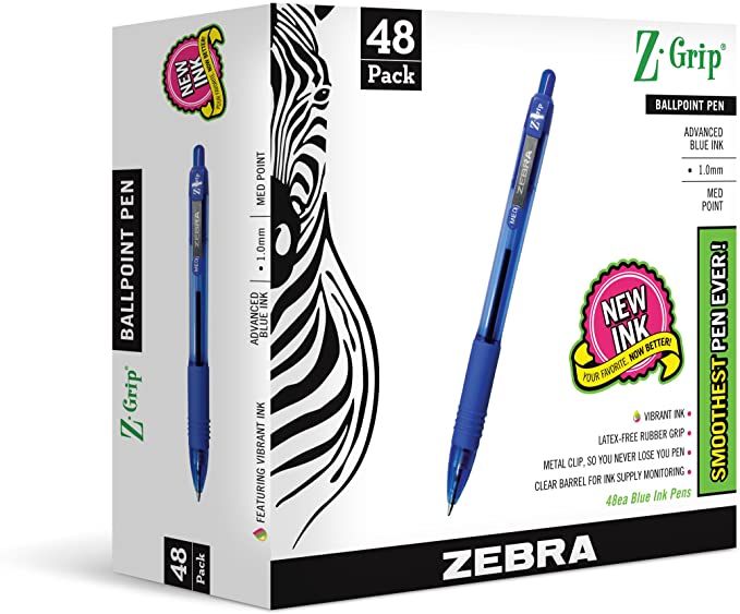 Zebra Pen Z-Grip Retractable Pen, 48-Pack, Blue (22248)