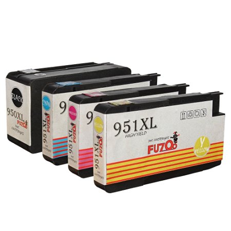FUZOO High Yield Replacement for HP 950XL 951XL Ink Cartridges (1 Black,1 Cyan,1 Magenta,1 Yellow,4 Pack) Compatible with HP Officejet Pro 8600 8610 8620 8630 8640 8660 8615 8625 251dw 271dw