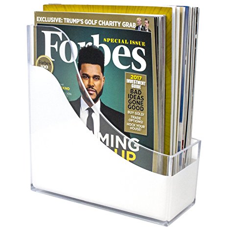 Sorbus Magazine Holder File Organizer, Great for Desktop, Shelf, Home or Office, White Clear (Magazine/File Holder)