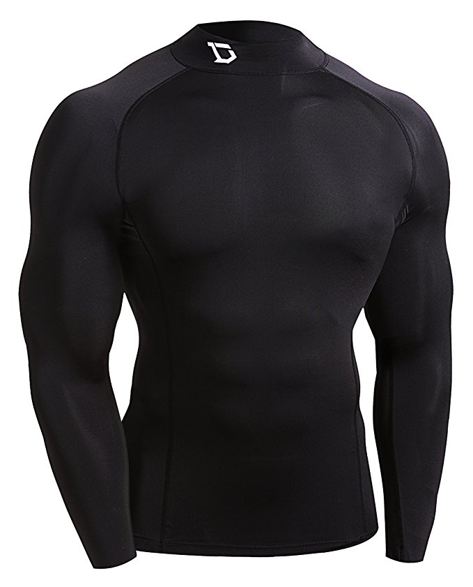 Defender Men's Quick Dry Compression Baselayer Underlayer Mock Long Sleeve T Shirts