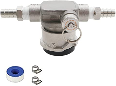 All 304 Stainless Steel Low Profile Beer Keg Coupler, Sankey D System Coupler with Safety Pressure Relief Valve, Space Saving Keg Tap Coupler with 3/8'' Beer Barb Out & Gas Barb In