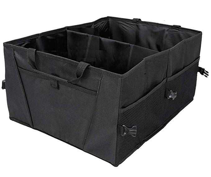 EcoNour Auto Trunk Storage Organizer Collapsible Storage Container Bin with Pockets - Portable Cargo Carrier Caddy for Car Truck SUV Van, 21 x 15 x 10 Folding Bag
