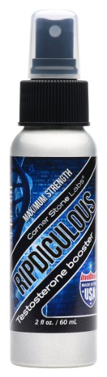 Ripdiculous- #1 Testosterone Boosting Spray- Build Muscle- Increase Fat Loss- More Energy- No Jitters-Faster Recovery-Better Sleep-Boost Mood-2oz. Aluminum Bottle With Upgraded Sprayer-30 Day Supply.