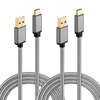 USB Type C Cable, HI-CABLE [6ft Pack 2] High Speed Braided Long Fast Charging Cord for Google Pixel /XL, LG G5 V20, HTC 10, Nexus 6P/5X, OnePlus 2/3, Huawei P9 Honor 8, Lumia 950/XL/N1, More (Gray)