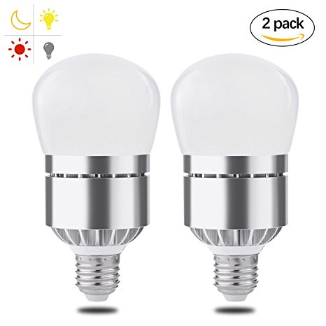 2 Pack Dusk Till Dawn Light Bulb, Witshine 100W Equivalent E26 Photo Sensor Light Bulb with Auto on/off, Indoor / Outdoor Lighting Lamp for Porch, Hallway, Patio, Garage (12W Cool White)