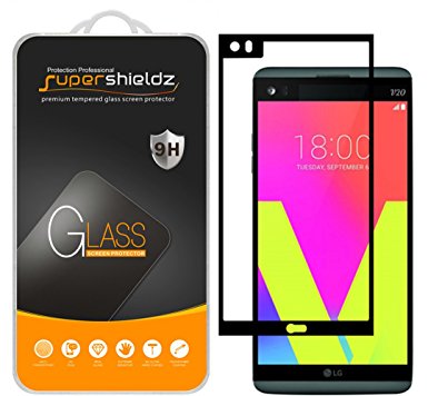 LG V20 Tempered Glass Screen Protector, [Full Screen Coverage] Supershieldz, Anti-Scratch, Anti-Fingerprint, Bubble Free (Black)