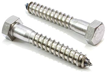 1/2" X 3" Stainless Hex Lag Bolt Screws, (10 Pack) 304 (18-8) Stainless Steel, By Bolt Dropper