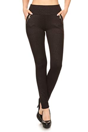 ShoSho Womens Skinny Pants Slim Fit with Pockets and Zippers Fall Winter Treggings Bottoms