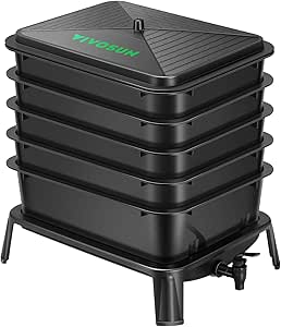 VIVOSUN 5-Layer Worm Compost Bin, 50L Worm Composter, Easy Setup Inclusive Worm Farm Kit for Recycling Food Waste