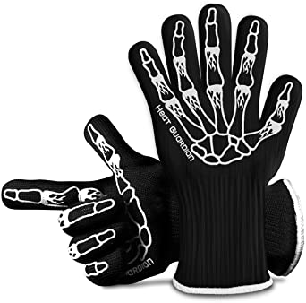 Heat Guardian Heat Resistant Gloves - Protective Gloves Withstand Heat Up To 932? - Use As Oven Mitts, Pot Holders, Heat Resistant Gloves for Grilling - Features 5" Cuff for Forearm Protection