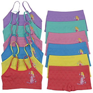 ToBeInStyle Girl's Pack Of 6 Set Of Spaghetti Strap Bras and Boyshorts or Bikinis