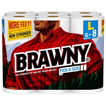 Brawny Paper Towels, Pick-a-Size, 6 Large Rolls, White