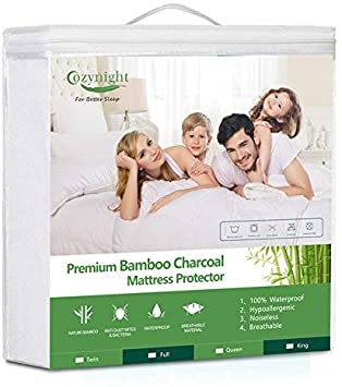 King Size Waterproof Mattress Protector,Hypoallergenic Bamboo Terry Top Mattress Protector Breathable Noiseless Mattress Pad Cover Against Bed Bug Proof,Fitted 18" Deep Pocket,Vinyl Free