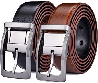 Belts for Men Reversible Leather 1.25” Waist Strap Fashion Dress Buckle Beltox