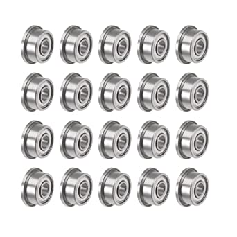 uxcell F693ZZ Flanged Ball Bearing 3mmx8mmx4mm Double Shielded Chrome Steel Deep Groove Bearings 20pcs