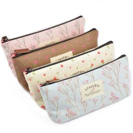HOUSWEETY Pastoral Canvas Pen Bag , Brand New, Different Colors,set of 4