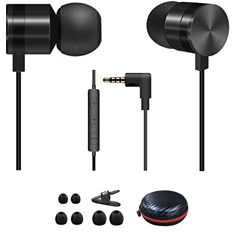 In-Ear Earphones,Wired HIFI Stereo Headphones,Earbuds with MIC&Remote Control,Carry Bag,for 3.5mm Interface Devices,iPhone 6s Plus/6s/iPad/Macbook,Galaxy S8 Plus/Note8&More[Black]