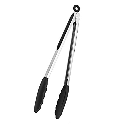 KingTong Stainless Steel Kitchen Cooking Tongs With Silicone Tips 12 Inch