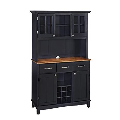 Home Styles 5100-0046-42 Buffet of Buffets Cottage Oak Wood Top Buffet with Hutch, Black Finish, 41-3/4-Inch