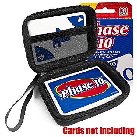 FitSand(TM) Carry Travel Zipper EVA Hard Case for Phase 10 Card Game - Black Box, Blacker Box, Best Protection for Phase 10 Cards