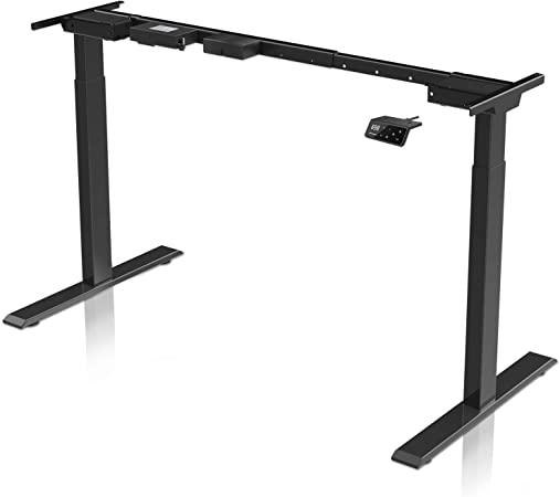 MAIDeSITe Height Adjustable Electric Standing Desk Frame,2-Stage Desk with Dual Motor Heavy Duty Steel Stand up Desk (Black Frame)