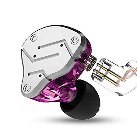 KZ ZSN 1DD 1BA Armature Dual Driver in Ear Earphone Detachable HiFi Audio Monitors Earbuds (Without Mic, Purple)