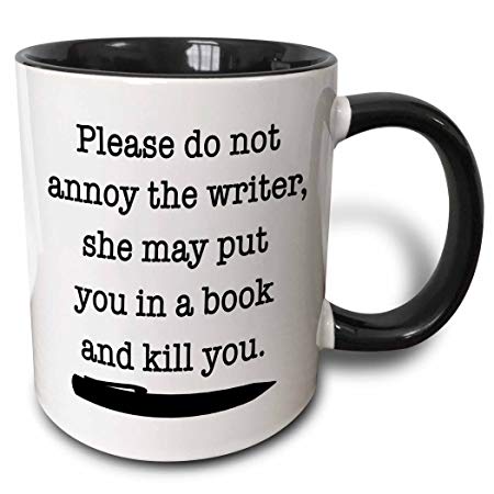 3dRose"Please Do Not Annoy The Writer Black" Mug, 11 oz, Black