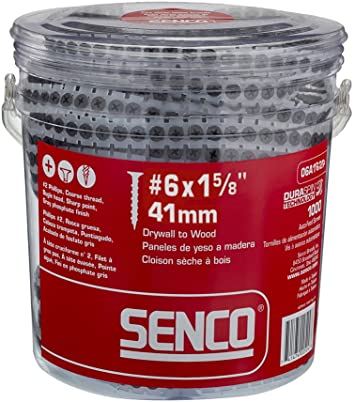 Senco 06A162P Duraspin# 6 by 1-5/8" Drywall to Wood Collated Screw (1, 000per Box)
