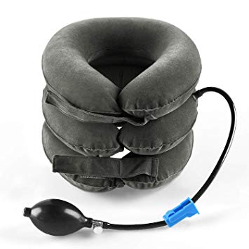 P PURNEAT Cervical Neck Traction Device Inflatable & Adjustable Neck Stretcher Collar for Home Traction Spine Alignment Neck Pillow