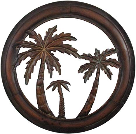 Collectible Badges Decorative 16" Metal Palm Tree Wall Plaque