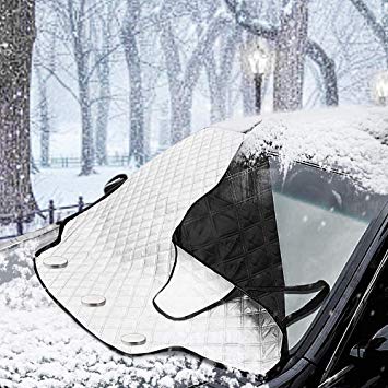 Car Windshield Snow Cover MATCC Magnetic Windshield Winter Protector Sun Shades Cotton Thicker Windshield Protection Cover Fits Most of Car