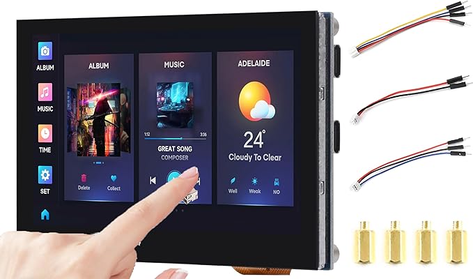 4.3inch Capacitive Touch Screen Onboard ESP32-S3 Microcontroller Development Board, 800x480 Pixels, Support 2.4GHz WiFi and BLE 5, with Sensor/CAN/RS485/I2C Interfaces for Peripherals Expansion