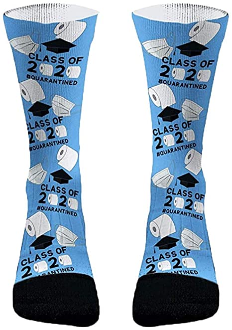 Graduation Socks 2020 Design, Class of 2020 Toilet Paper Sock for Men and Women Funny Graduation Gift Socks, Unisex School Gift Sock for Him and Her, Special Graduation Gifts