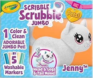 Crayola Scribble Scrubbie Jumbo, Large Posable Animal Toy, 6 Inches, Toy Cat for Girls & Boys, Animal Grooming Toy, Gift