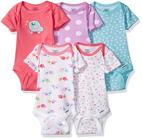 Gerber Baby Girls' 5 Pack Variety Bodysuits