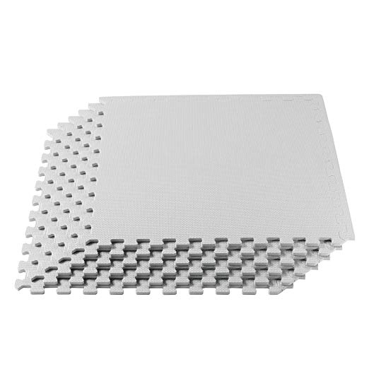 We Sell Mats Multipurpose Exercise Floor Mat with EVA Foam, Interlocking Tiles, Anti-Fatigue, for Home or Gym, 24 x 24 x 3/8 Inches