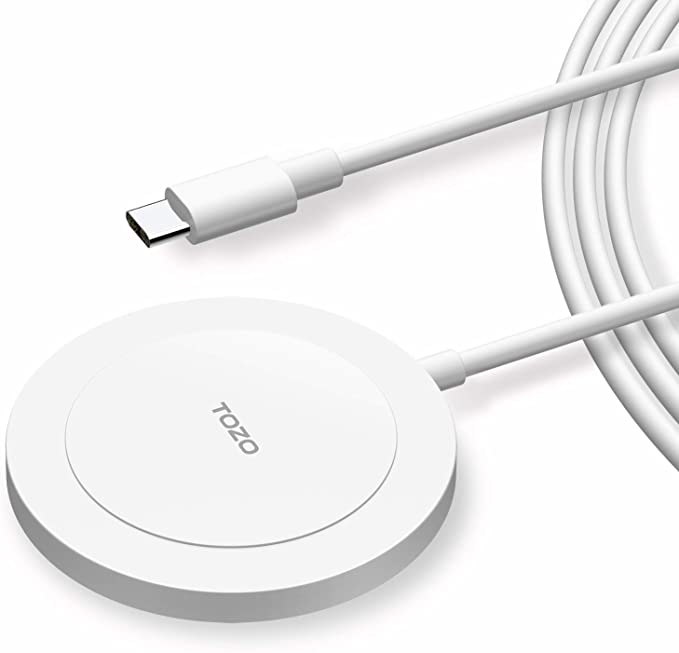 TOZO W6 Wireless Charger for Magnetic Fast Charging Pad Built-in Magnets Compatible for iPhone 12/12 Mini/ 12 Pro/ 12 Pro Max White NO AC Adapter