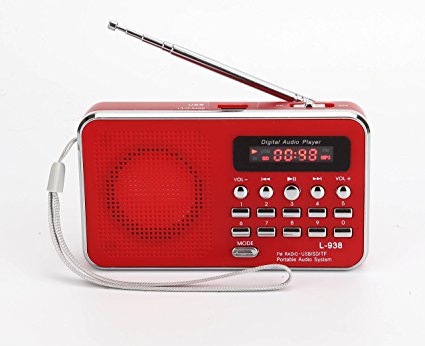 Dewant Mini Digital Portable MP3 Music Player with Micro SD/TF USB Disk Radio Speaker. (938 Red)