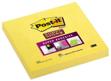 Post-It Super Sticky Notes 90 Sheets Per Pad, 76 x 76 mm - Ultra Yellow, Pack of 12